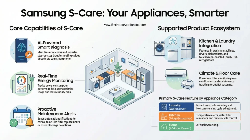 Which Appliances Feature S-Care Technology infographic